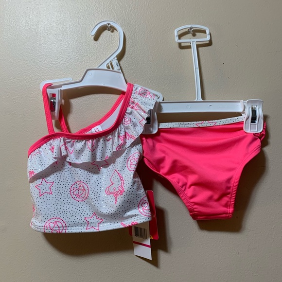 Pink Platinum Other - White & Pink Unicorn Emoji tankini top & bottoms